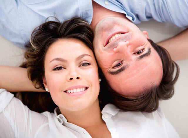 Barrie Couple smiling up at camera