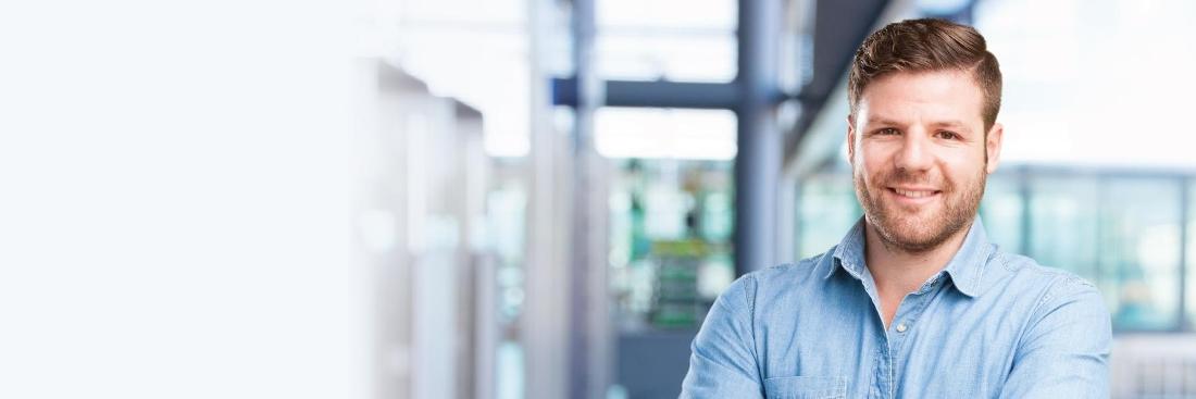 Man smiling in office 