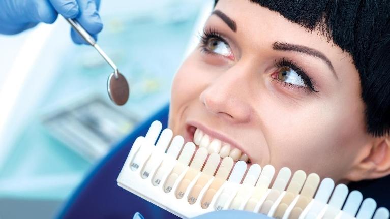 Woman Getting Teeth Whitened in Barrie